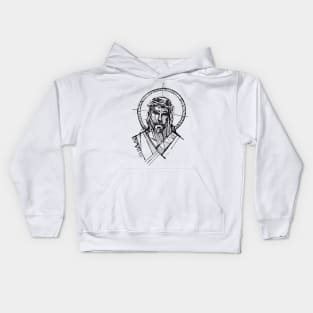 Jesus Christ Face at his Passion illustration Kids Hoodie